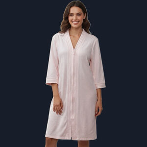 Sears Sz XL Nigtgown Robe Duster Cotton Blend Pink Floral Loungewear Housecoat